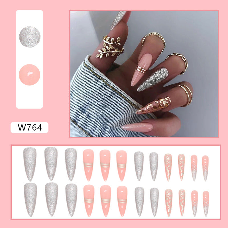 Wholesale Long pointed glittering leopard print gold foil lines leopard print spot wear armor